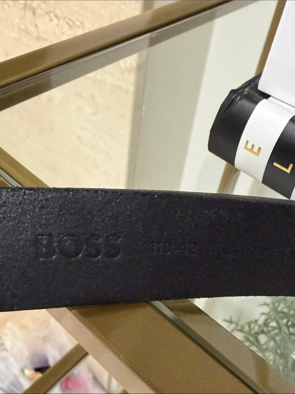 Hugo Boss Black Leather Belt with Gunmetal Hardware